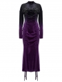 Black and Violet Gothic Velvet Gradient Long Sleeve Fishtail Dress