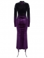 Black and Violet Gothic Velvet Gradient Long Sleeve Fishtail Dress