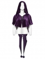 Violet Gothic Women's Velvet Hooded Cloak with Fur Ball