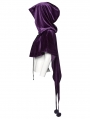 Violet Gothic Women's Velvet Hooded Cloak with Fur Ball