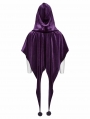 Violet Gothic Women's Velvet Hooded Cloak with Fur Ball