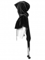 Black Gothic Women's Velvet Hooded Cloak with Fur Ball