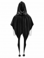 Black Gothic Women's Velvet Hooded Cloak with Fur Ball