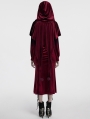 Red Gothic Women's Velvet Hooded Cloak with Fur Ball