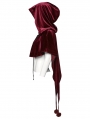 Red Gothic Women's Velvet Hooded Cloak with Fur Ball