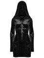 Black Sexy Gothic Velvet Lace Cross Hooded Bodycon Dress