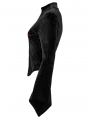 Black Gothic Cross Embroidery Slim Fit Velvet Long Sleeve T-Shirt for Women