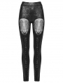 Black Gothic Butterfly Pattern Hollowed Leggings for Women