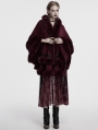 Red Gothic Retro Hooded Loose Fur Cloak for Women