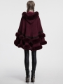Red Gothic Retro Hooded Loose Fur Cloak for Women