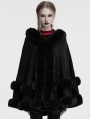Black Gothic Retro Hooded Loose Fur Cloak for Women