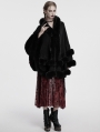Black Gothic Retro Hooded Loose Fur Cloak for Women