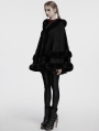 Black Gothic Retro Hooded Loose Fur Cloak for Women