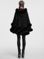 Black Gothic Retro Hooded Loose Fur Cloak for Women