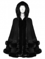 Black Gothic Retro Hooded Loose Fur Cloak for Women