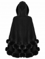 Black Gothic Retro Hooded Loose Fur Cloak for Women