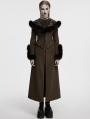 Coffee Vintage Gothic Detachable Short-to-Long Woolen Jacket for Women