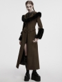 Coffee Vintage Gothic Detachable Short-to-Long Woolen Jacket for Women