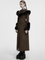 Coffee Vintage Gothic Detachable Short-to-Long Woolen Jacket for Women