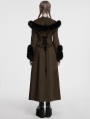 Coffee Vintage Gothic Detachable Short-to-Long Woolen Jacket for Women