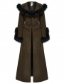 Coffee Vintage Gothic Detachable Short-to-Long Woolen Jacket for Women