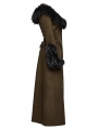 Coffee Vintage Gothic Detachable Short-to-Long Woolen Jacket for Women