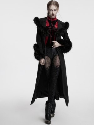 Black Vintage Gothic Detachable Short-to-Long  Woolen Jacket for Women