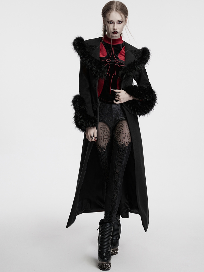 Black Vintage Gothic Detachable Short-to-Long  Woolen Jacket for Women