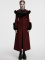 Red Vintage Gothic Detachable Short-to-Long  Woolen Jacket for Women