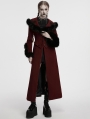 Red Vintage Gothic Detachable Short-to-Long  Woolen Jacket for Women