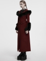 Red Vintage Gothic Detachable Short-to-Long  Woolen Jacket for Women