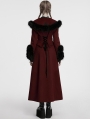 Red Vintage Gothic Detachable Short-to-Long  Woolen Jacket for Women