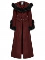 Red Vintage Gothic Detachable Short-to-Long  Woolen Jacket for Women