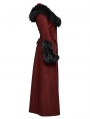 Red Vintage Gothic Detachable Short-to-Long  Woolen Jacket for Women