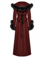 Red Vintage Gothic Detachable Short-to-Long  Woolen Jacket for Women