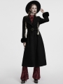 Black Gothic Retro Buckle Belt Long Fur Coat for Women