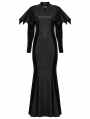Black Gothic Bat Wide Shoulder Long Fishtail Dress