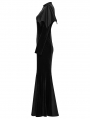 Black Gothic Bat Wide Shoulder Long Fishtail Dress