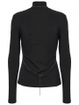 Black Gothic Bat Hollowed Chain Base Long Sleeve T-Shirt for Women