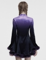 Black and Violet Gothic Gradient Fur Trim Velvet Short Dress
