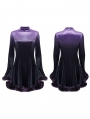 Black and Violet Gothic Gradient Fur Trim Velvet Short Dress