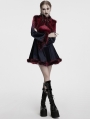 Black and Red Gothic Gradient Fur Trim Velvet Short Dress