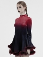 Black and Red Gothic Gradient Fur Trim Velvet Short Dress