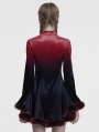 Black and Red Gothic Gradient Fur Trim Velvet Short Dress