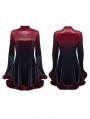 Black and Red Gothic Gradient Fur Trim Velvet Short Dress