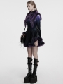 Black and Violet Gradient Gothic Fur Devil Shawl for Women