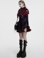 Black and Red Gradient Gothic Fur Devil Shawl for Women