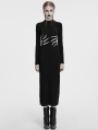 Black Sexy Gothic Skeleton Printed High Slit Long Dress
