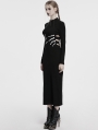 Black Sexy Gothic Skeleton Printed High Slit Long Dress