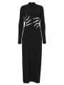 Black Sexy Gothic Skeleton Printed High Slit Long Dress